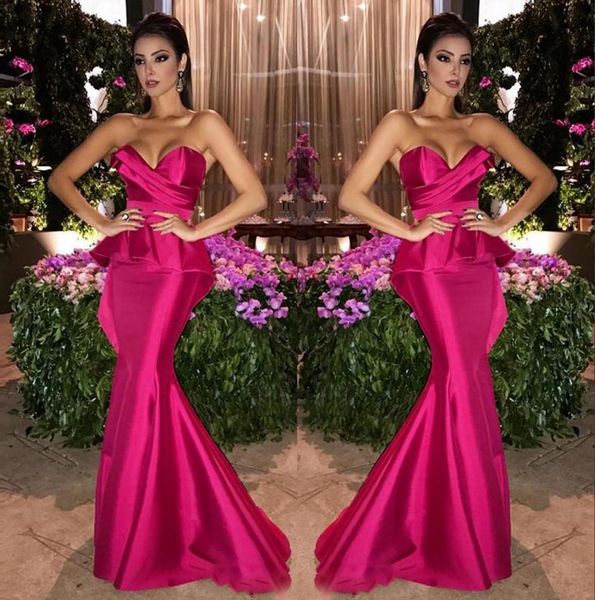 fuchsia satin mermaid long evening dresses arabic sweetheart ruched peplum floor length formal prom dresses party gowns, Black;red
fuchsia satin mermaid long evening dresses arabic sweetheart ruched peplum floor length formal prom dresses party gowns, Black;red