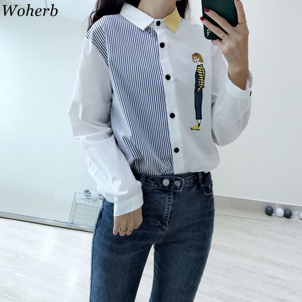 women's blouses & shirts woherb blusa cartoon girl embroidery blouse women 2021 korean spring summer contrasit blusas female casual to, White
women's blouses & shirts woherb blusa cartoon girl embroidery blouse women 2021 korean spring summer contrasit blusas female casual to, White