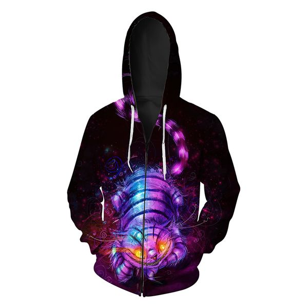 autumn new ghost cat printed men's cardigan hooded wei yi chao europe zipper men's wei yi, Black 
autumn new ghost cat printed men's cardigan hooded wei yi chao europe zipper men's wei yi, Black