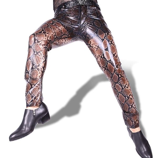 men plus size snake leopard high eelastic tight pencil pants pu see through glossy stage tight trousers gay wear f118, Black
men plus size snake leopard high eelastic tight pencil pants pu see through glossy stage tight trousers gay wear f118, Black