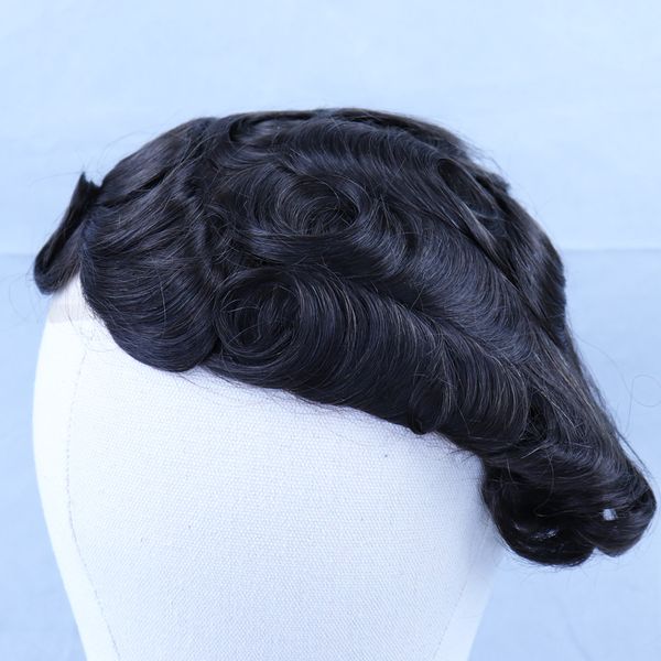 human hair toupee men thin skin mens wig v loop replacement hair pieces system for male wig ing, Black 
human hair toupee men thin skin mens wig v loop replacement hair pieces system for male wig ing, Black