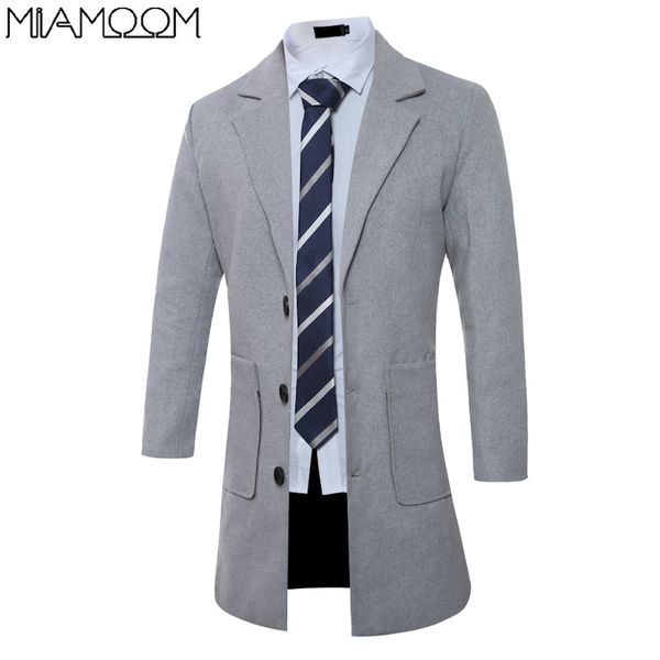 wool coat men autumn and winter new style medium long men's big pocket pure color men's woolen coat, Black 
wool coat men autumn and winter new style medium long men's big pocket pure color men's woolen coat, Black