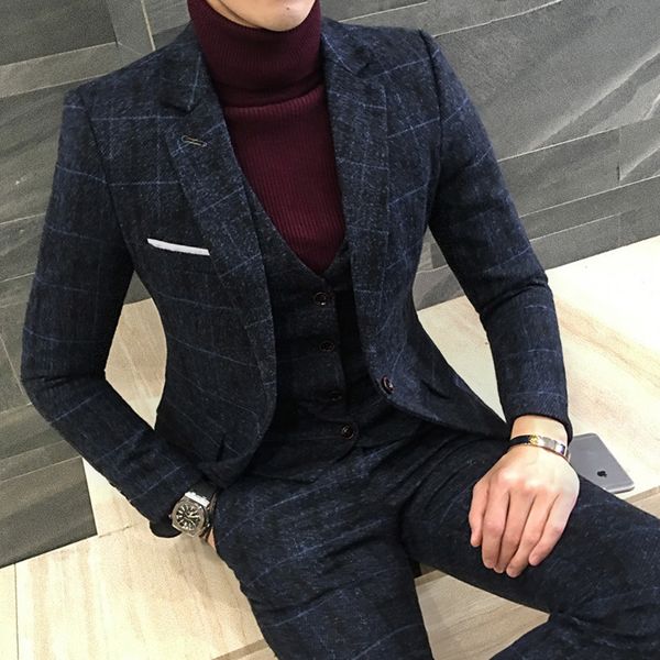 3 piece tweed men plaid blazer 4xl 5xl khaki grey blue black groom wedding dress suit costume homme ternos slim fit, White;black
3 piece tweed men plaid blazer 4xl 5xl khaki grey blue black groom wedding dress suit costume homme ternos slim fit, White;black