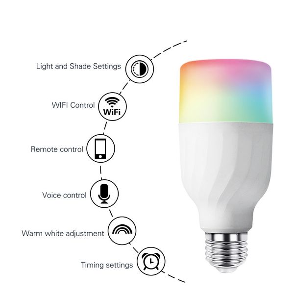 e27 wifi smart bulb led wireless dimmable 7w rgbcw bulb alexa / google home app control multicolored changing night party light
e27 wifi smart bulb led wireless dimmable 7w rgbcw bulb alexa / google home app control multicolored changing night party light