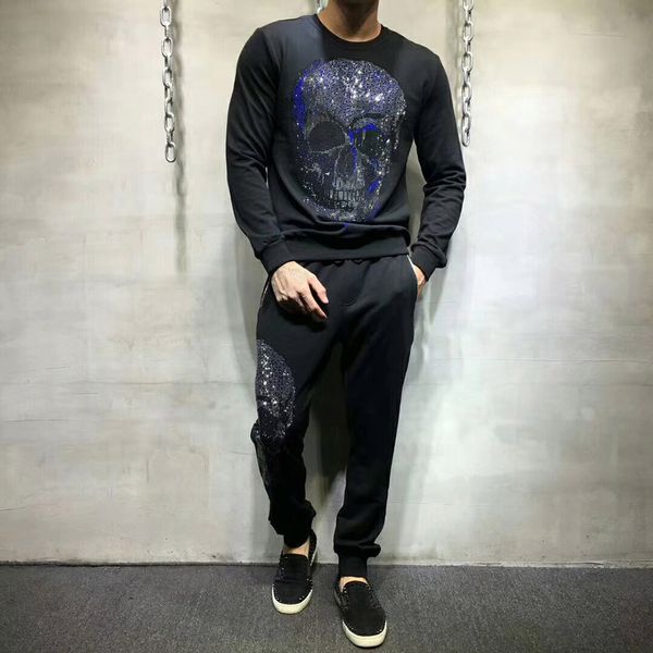 new winter rhinestone skull coats men hoodies+pants warm thicken slim fit sporting tracksuits mens hoodies and sweatshirts, Gray
new winter rhinestone skull coats men hoodies+pants warm thicken slim fit sporting tracksuits mens hoodies and sweatshirts, Gray