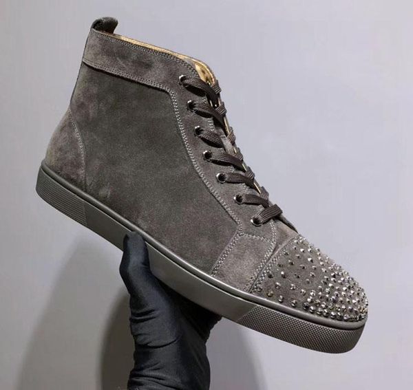 new mens womens high dark grey suede with diamond red bottom casual shoes,fashion gentleman designer lace-up sneakers size 36-46, Black
new mens womens high dark grey suede with diamond red bottom casual shoes,fashion gentleman designer lace-up sneakers size 36-46, Black