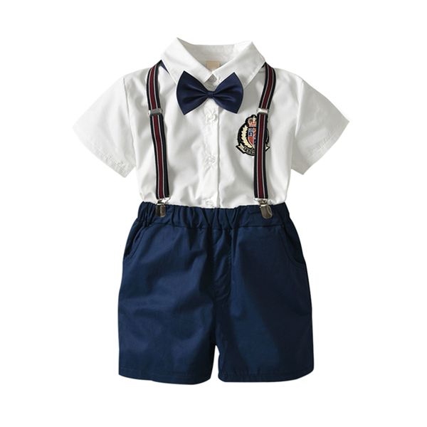 summer baby boy gentleman clothes set bow tie shirt strap shorts children 2pcs outfits, White
summer baby boy gentleman clothes set bow tie shirt strap shorts children 2pcs outfits, White