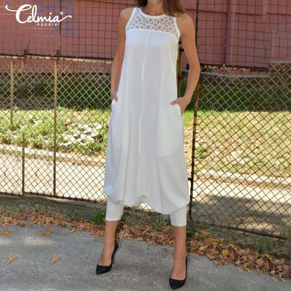 celmia 2020 summer drop crotch jumpsuits women sleeveless vintage harem pants lace playsuits trousers plus size overalls, Black;white
celmia 2020 summer drop crotch jumpsuits women sleeveless vintage harem pants lace playsuits trousers plus size overalls, Black;white