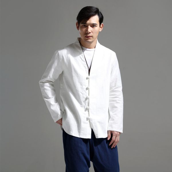 men's casual shirts ewq / wear 2021 spring summer cotton and linen male's clothing vintage chinese style loose high qulaty shirt 9, White;black 
men's casual shirts ewq / wear 2021 spring summer cotton and linen male's clothing vintage chinese style loose high qulaty shirt 9, White;black