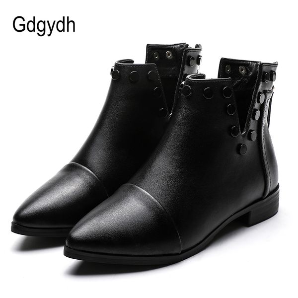 gdgydh 2019 new autumn rivets boots mulheres rubber sole back zipper ankle boots for women low heel high quality, Black
gdgydh 2019 new autumn rivets boots mulheres rubber sole back zipper ankle boots for women low heel high quality, Black