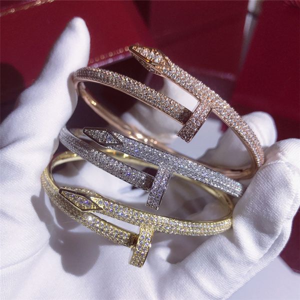 Luxury iced out bling cubic zircon hip hop ro e gold ilver nail bracelet pike bangle gift for men women
Luxury iced out bling cubic zircon hip hop ro e gold ilver nail bracelet pike bangle gift for men women