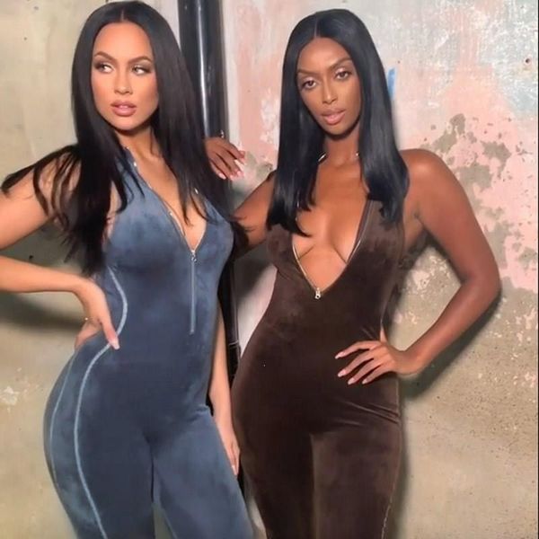 women velvet overalls jumpsuits solid sleeveless slim clubwear night party rompers femme tight bodycon clothes, Black;white
women velvet overalls jumpsuits solid sleeveless slim clubwear night party rompers femme tight bodycon clothes, Black;white