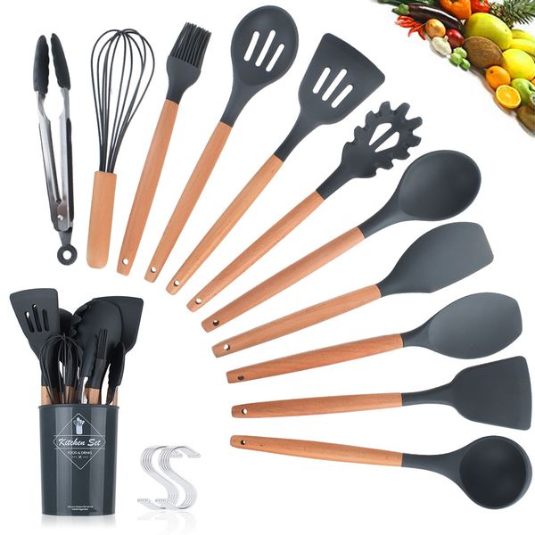 12pcs cooking tools set silicone+wooden handle kitchen cooking utensils set with storage box turner spatula soup spoon
12pcs cooking tools set silicone+wooden handle kitchen cooking utensils set with storage box turner spatula soup spoon