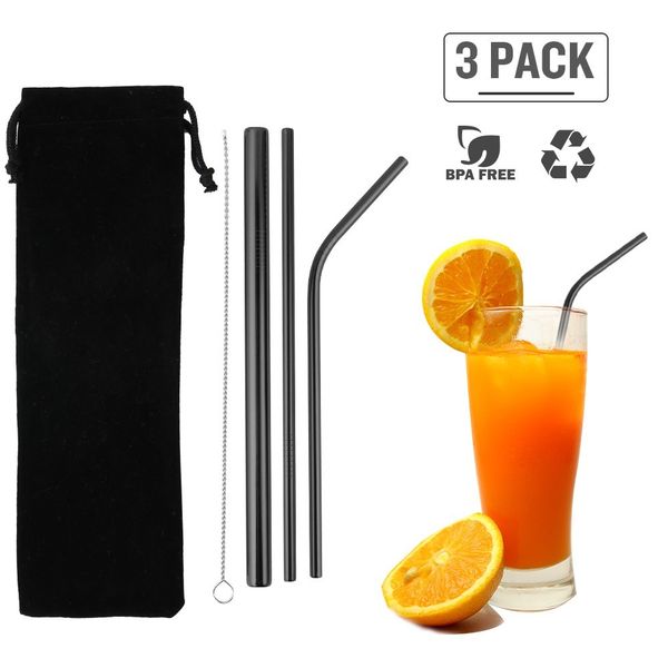 3pcs stainless steel reusable straws set matte drinking straws bpa for all sizes tumblers cold beverage cleaning brush, black
3pcs stainless steel reusable straws set matte drinking straws bpa for all sizes tumblers cold beverage cleaning brush, black