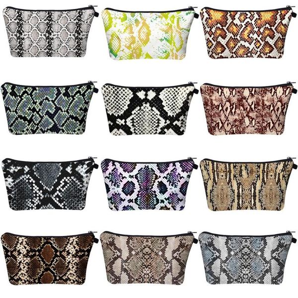 3d digital snake print clutch waterproof makeup storage bags phone pouch