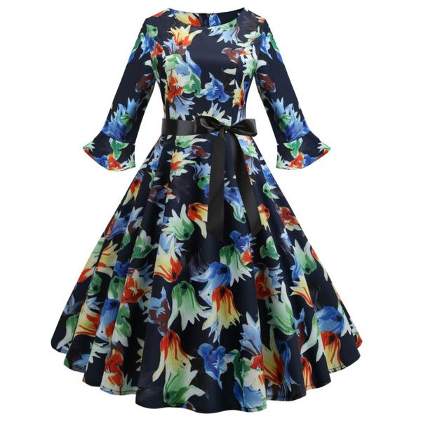 spring floral print belts vintage dress round neck half sleeves retro dress rockabilly swing vestidos de festa robe 2020, Black;gray
spring floral print belts vintage dress round neck half sleeves retro dress rockabilly swing vestidos de festa robe 2020, Black;gray