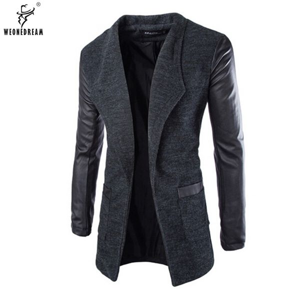 weonedream new jacket wool leather spliced slim fashion mens long trench coat europe trenchcoat jacket male coat trench m-2xl, Black
weonedream new jacket wool leather spliced slim fashion mens long trench coat europe trenchcoat jacket male coat trench m-2xl, Black