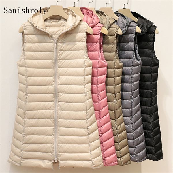 sanishroly autumn winter women sleeveless hooded waistcoat midi long ultra light down vest female duck down coat parka s939, Black;white
sanishroly autumn winter women sleeveless hooded waistcoat midi long ultra light down vest female duck down coat parka s939, Black;white