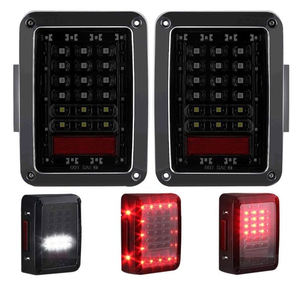 

smoked led tail lights for 2007-2017 wrangler brake reverse light rear back up lights daytime running lamps drl us plug