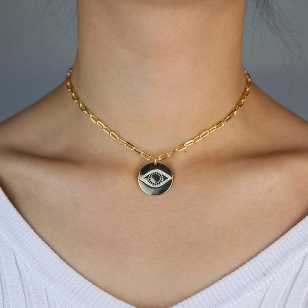 lucky evil eye pendant necklace open box chain 2020 new women charm choker collar, Silver
lucky evil eye pendant necklace open box chain 2020 new women charm choker collar, Silver