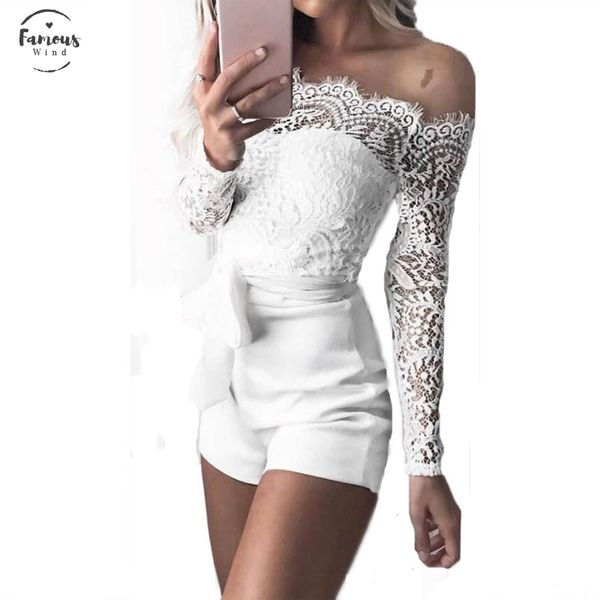 women ladies summer autumn off shoulder playsuits fashion long sleeve sheer lace patchwork hollow bandage skinny playsuits, Black;white
women ladies summer autumn off shoulder playsuits fashion long sleeve sheer lace patchwork hollow bandage skinny playsuits, Black;white