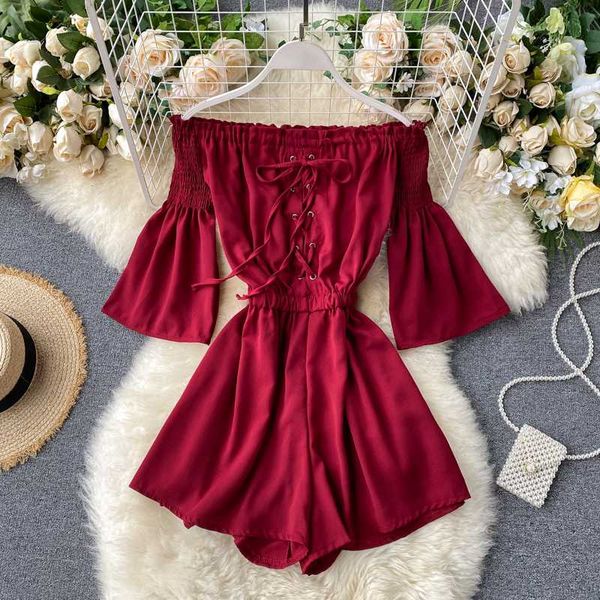 off shoulder flare sleeve jumpsuit women 2020 summer elegant ruffles chiffon playsuit, Black;white
off shoulder flare sleeve jumpsuit women 2020 summer elegant ruffles chiffon playsuit, Black;white