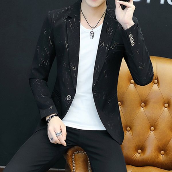 2019 spring new fashion stamping stripe men's small suit social guy spirit self-cultivation korean version of the suit tide, White;black
2019 spring new fashion stamping stripe men's small suit social guy spirit self-cultivation korean version of the suit tide, White;black