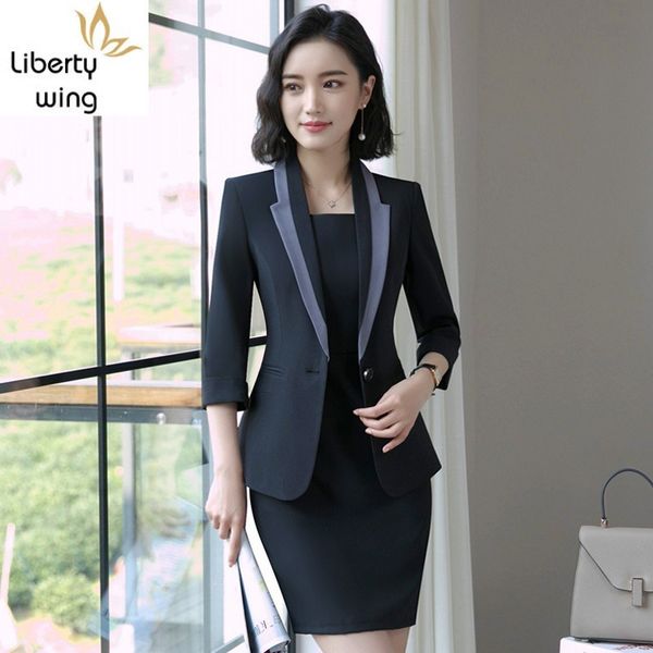 korean slim fit half sleeve blazer coat sleeveless dress 2 pieces set business office lady suits plus size s-4xl, White;black
korean slim fit half sleeve blazer coat sleeveless dress 2 pieces set business office lady suits plus size s-4xl, White;black
