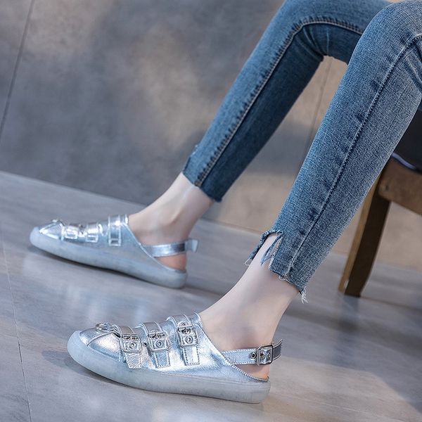 women lether sandals white low heels slip on lazy summer lazy shoes for women casual flat heels buckle style 2020, Black
women lether sandals white low heels slip on lazy summer lazy shoes for women casual flat heels buckle style 2020, Black