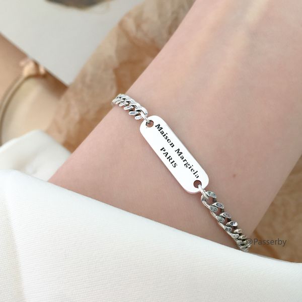 link, chain passerby 925 sterling silver bracelet rectangular english lettering vintage simple style jewelry gifts hq, Black
link, chain passerby 925 sterling silver bracelet rectangular english lettering vintage simple style jewelry gifts hq, Black