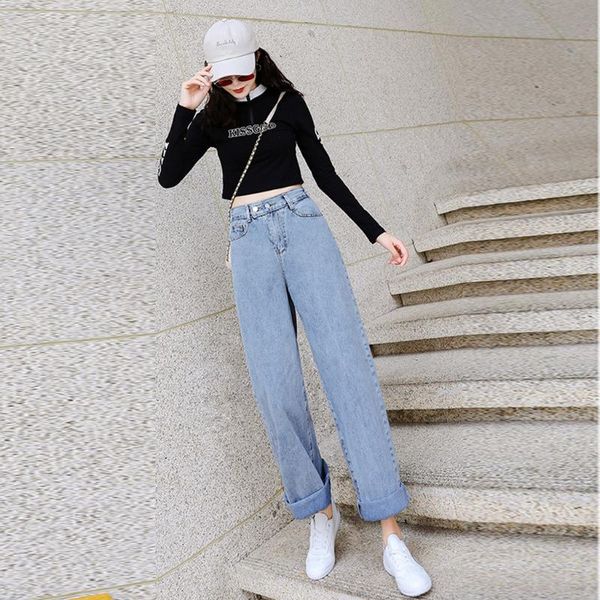 jeans women's jeans high waist wide leg denim clothing street clothing retro 2020 fashion harajuku straight leg pants, Blue
jeans women's jeans high waist wide leg denim clothing street clothing retro 2020 fashion harajuku straight leg pants, Blue