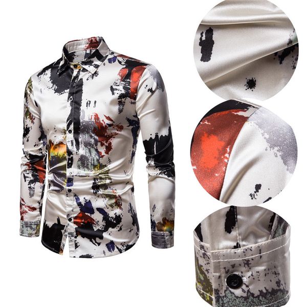 2019 new spring men's slim fit floral shirts long sleeves shirts casual single breasted turn-down collar men, White;black
2019 new spring men's slim fit floral shirts long sleeves shirts casual single breasted turn-down collar men, White;black