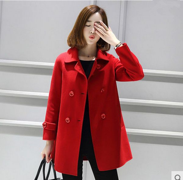 new solid short wool blend ladies coat double breasted women's jacket wide-waisted korean womens fashion coat, Black
new solid short wool blend ladies coat double breasted women's jacket wide-waisted korean womens fashion coat, Black