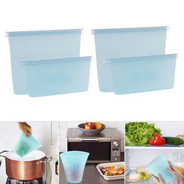 4 pcs food ziplock bags set reusable fruit vegetable storage organizer 
4 pcs food ziplock bags set reusable fruit vegetable storage organizer