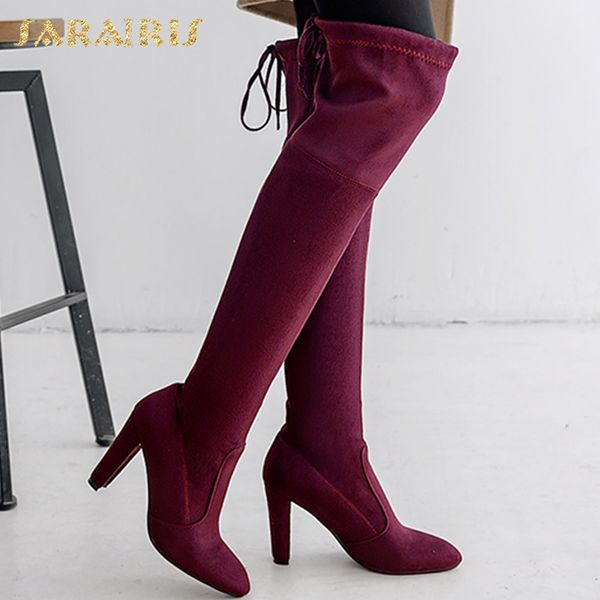 sarairis over the knee boots women pointed toe 6 colors stretch boots high heels ladies party shoes plus size 33-46, Black
sarairis over the knee boots women pointed toe 6 colors stretch boots high heels ladies party shoes plus size 33-46, Black