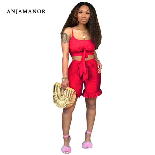 anjamanor casual 2 piece set summer short matching sets tie front ruffles two piece set and pants red black d35-ad06, White
anjamanor casual 2 piece set summer short matching sets tie front ruffles two piece set and pants red black d35-ad06, White