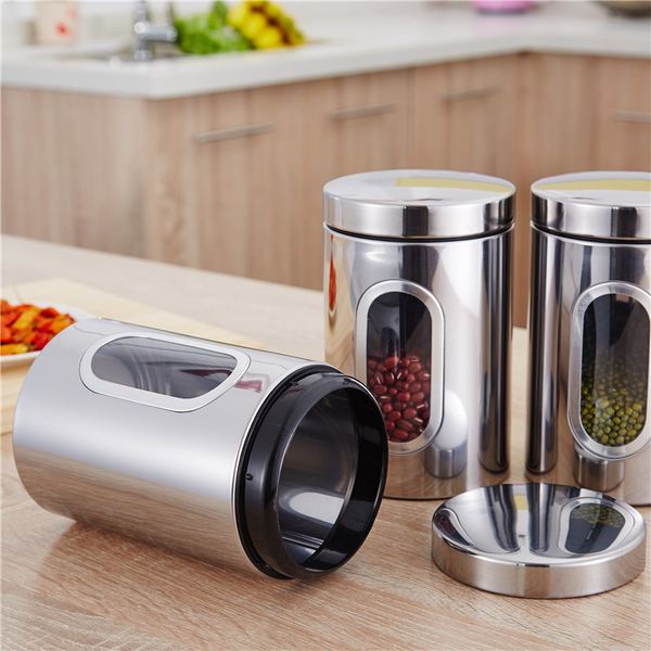 stainless steel visible glass sealed jar multi-functional moisture-proof grain tank non-slip design kitchen storage supplies
stainless steel visible glass sealed jar multi-functional moisture-proof grain tank non-slip design kitchen storage supplies