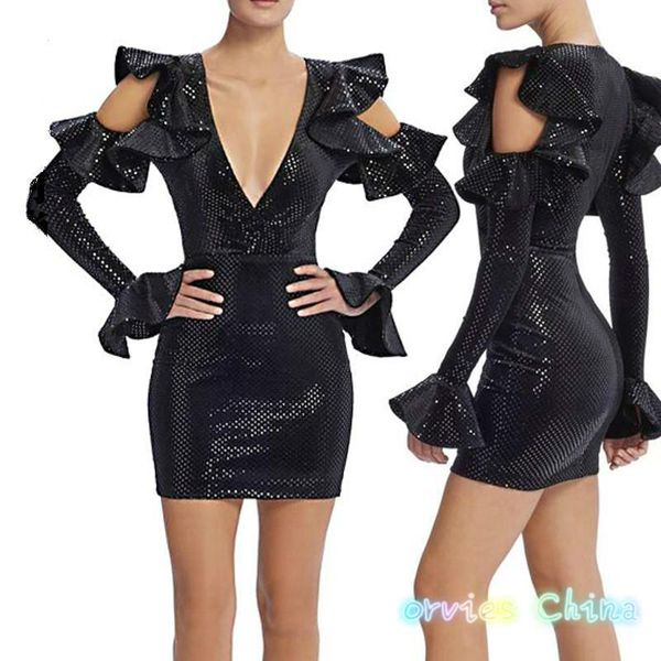 18639 amazon women trumpet sleeve package hip deep v nightclub dress europe and america sequined dress wish, White;black
18639 amazon women trumpet sleeve package hip deep v nightclub dress europe and america sequined dress wish, White;black