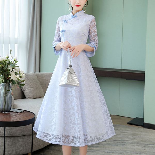2019 spring and summer new cheongsam dress female middle sleeve long section young models new improved chinese style spot, Black;gray
2019 spring and summer new cheongsam dress female middle sleeve long section young models new improved chinese style spot, Black;gray