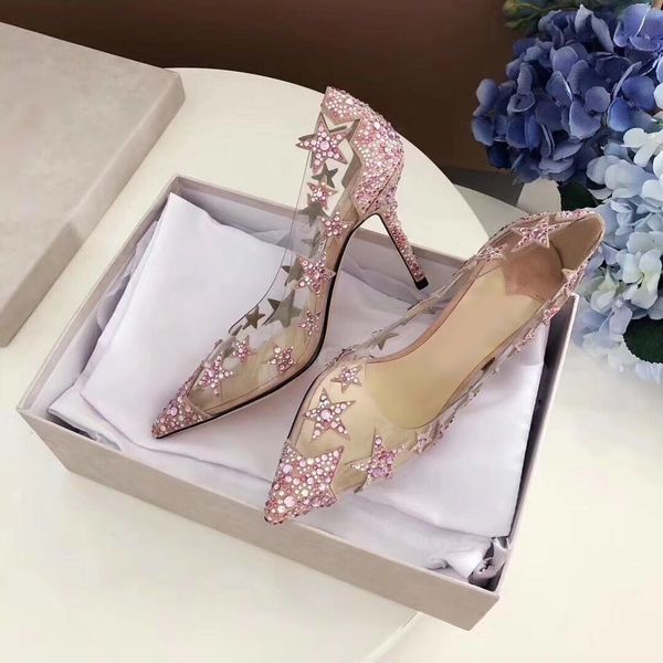 new arrivals 2019 pink crystal star patchwork pointy toe wedding shoes bride cut-out clear pvc high heels pumps women shoes, Black
new arrivals 2019 pink crystal star patchwork pointy toe wedding shoes bride cut-out clear pvc high heels pumps women shoes, Black