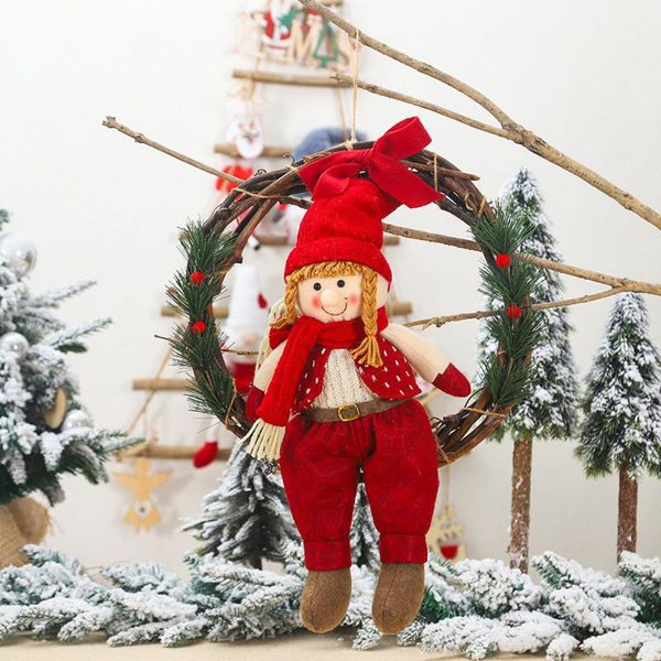 christmas rattan wreath artificial garland with doll and red bow knot holiday hanging pendant for door wall window decor
christmas rattan wreath artificial garland with doll and red bow knot holiday hanging pendant for door wall window decor