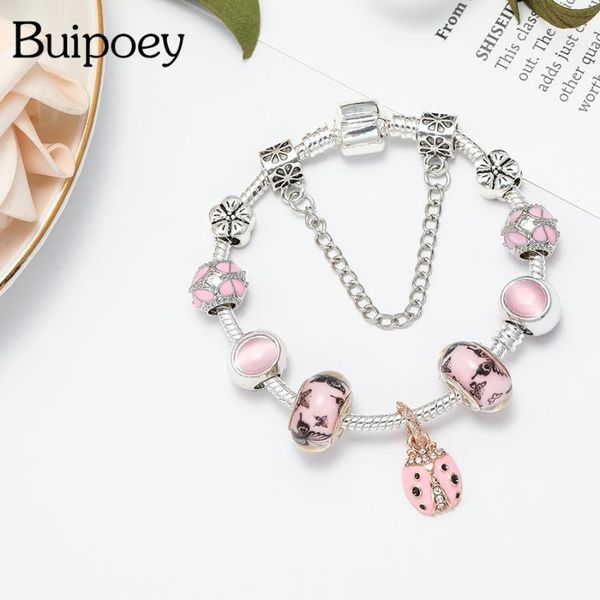 buipoey europe pink butterfly beaded shiny lucky charm bracelets for women original fashion fine girl jewelry gifts, Golden;silver
buipoey europe pink butterfly beaded shiny lucky charm bracelets for women original fashion fine girl jewelry gifts, Golden;silver