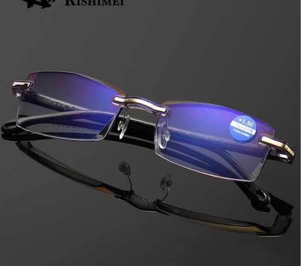 men's diamond trimmed presbyopic glasses frameless coated anti-blue-light drilling high-grade presbyopic glasses, White;black
men's diamond trimmed presbyopic glasses frameless coated anti-blue-light drilling high-grade presbyopic glasses, White;black
