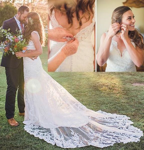 modest summer wedding dresses 2019 full lace applique v-neck open back sweep train plus size mermaid country garden wedding gown, White
modest summer wedding dresses 2019 full lace applique v-neck open back sweep train plus size mermaid country garden wedding gown, White