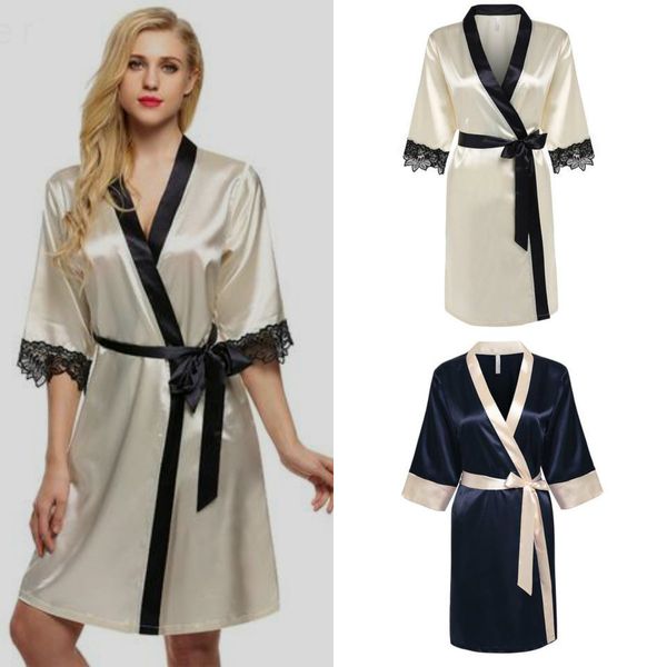 a line women bath robes v neck 1/2 sleeve bow appliques satin bridal robe knee length bath robe, White;pink
a line women bath robes v neck 1/2 sleeve bow appliques satin bridal robe knee length bath robe, White;pink