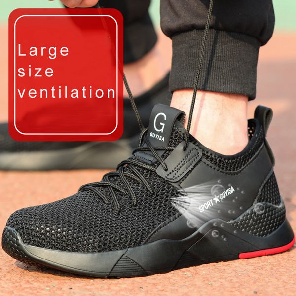 new style men steel toe work safety shoes breathable mesh puncture proof non-slip outdoor sneakers, Black
new style men steel toe work safety shoes breathable mesh puncture proof non-slip outdoor sneakers, Black