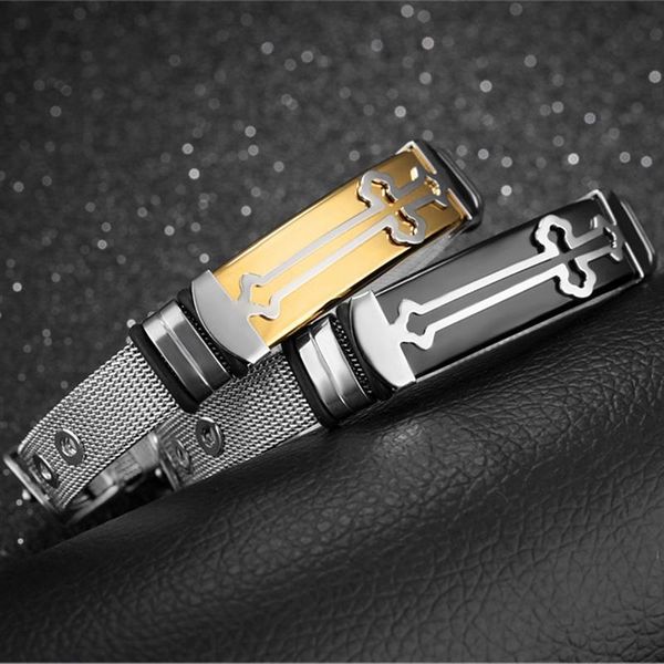 fashion-punk cross bracelet for men stainless steel bracelet for male jewelry charm wristband cuff bangles gifts s915, Black
fashion-punk cross bracelet for men stainless steel bracelet for male jewelry charm wristband cuff bangles gifts s915, Black