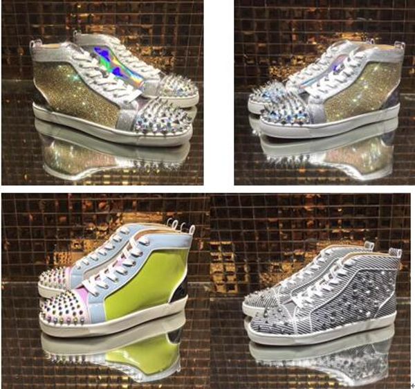 designer fashion luxury red bottom studded spikes flats shoes for men women glitter junior party lovers leather casual sneakers 35-46, Black
designer fashion luxury red bottom studded spikes flats shoes for men women glitter junior party lovers leather casual sneakers 35-46, Black
