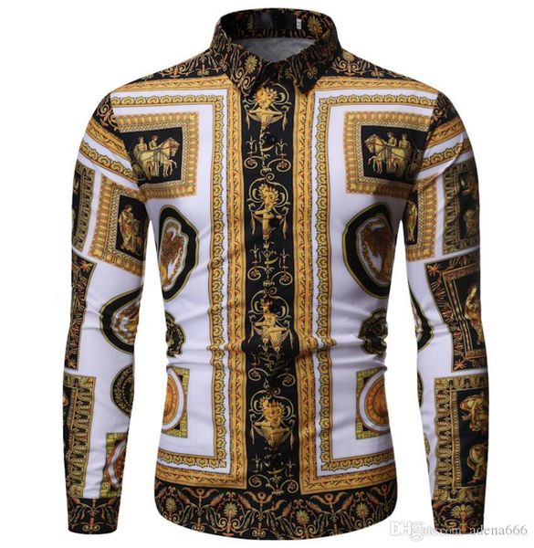new fashion designer slim fit shirts men 3d black gold floral print mens dress shirts long sleeved business casual shirts males clothes, White;black
new fashion designer slim fit shirts men 3d black gold floral print mens dress shirts long sleeved business casual shirts males clothes, White;black