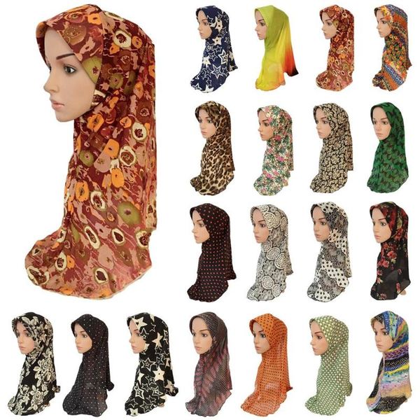 flower print hijab amira muslim women head cover neck hat scarf shawls islamic turban bandanas hair loss cap headscarf headwear, Red